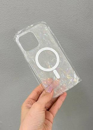 Прозрачный противоударный с блестками для айфон 16 pro max,чехол tpu candy magsafe для iphone 16 pro max