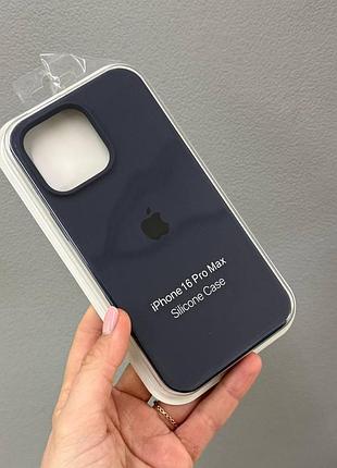 Чехол-накладка с микрофиброй для айфон 16 pro max, чехол silicone case с микрофиброй для iphone 16 про макс (синий)