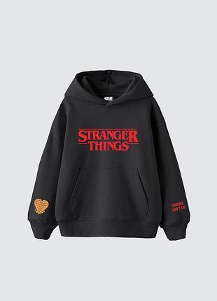 Худі loys толстовка оверсайз з принтом дивні дива stranger things friends don't lie, чорний xs