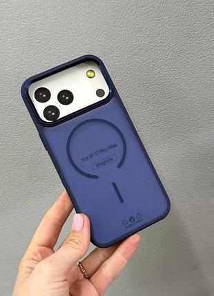 Чохол matte magsafe iphone 17 pro max,чохол матовий прозорий з магсейфом для телефону айфон 17 про макс (синій)