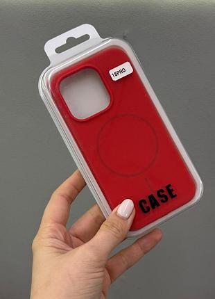 Чохол-накладка з мікрофіброю для айфон 15 pro з magsafe, чохол silicone case з мікрофіброю для iphone 15 pro(червоний)