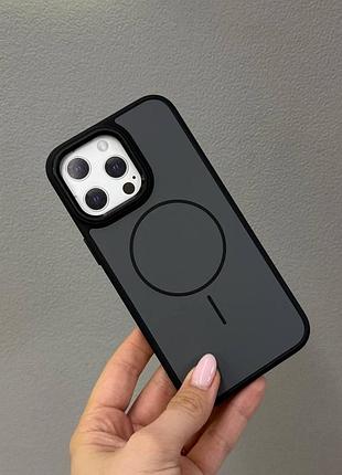 Чехол magsafe для iphone 15 pro с металлической рамкой,противоударный чехол magsafe для iphone 15 pro (черный)