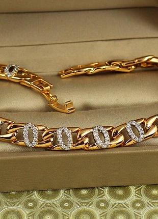 Браслет xuping jewelry пульс с родием 17 см 8 мм золотистый