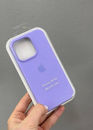 Чехол-накладка с микрофиброй для айфон 16 pro, чехол silicone case с микрофиброй для iphone 16 pro (лиловый)