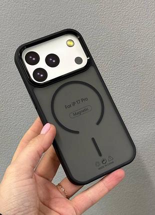 Чохол matte magsafe iphone 17 pro,чохол матовий прозорий з магсейфом для телефону айфон 17 про (чорний)