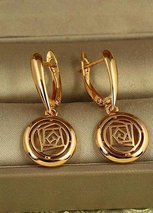 Сережки підвіски xuping jewelry генезис 2,7 см золотисті