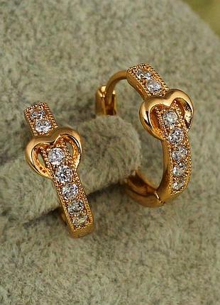Серьги кольца хuping jewelry дорожка с сердцем 1,5 см золотистые