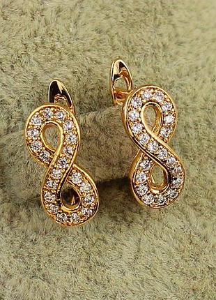 Серьги xuping jewelry восьмерки 1,4 см золотистые