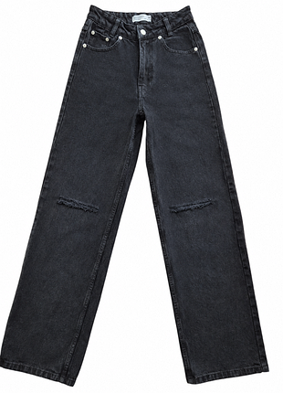 Джинсы house / denim 34 размер, черные с разрезами на коленях