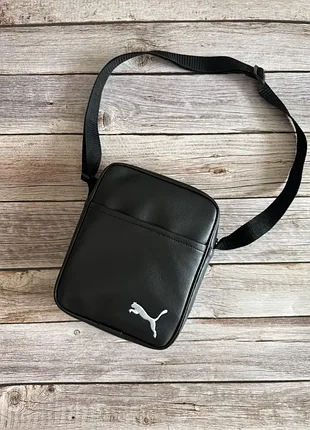Сумка месенджер барсетка puma еко шкіра чорна 2