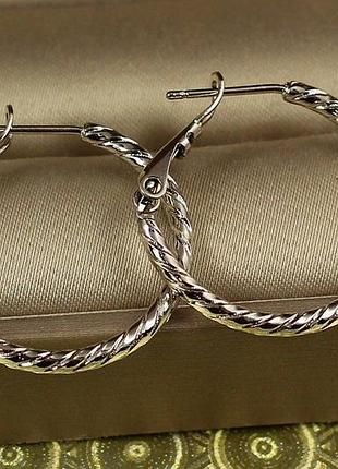 Серьги кольца хuping jewelry крученый жгут 2,5 см серебристые