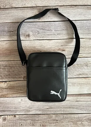 Сумка месенджер барсетка puma еко шкіра чорна 4