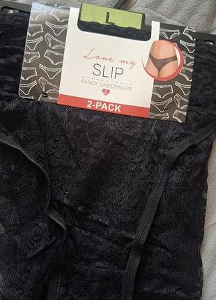 Трусики жіночі love my slip мереживні чорні 2-pack