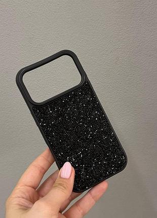 Преміум чохол зі стразами для айфона 17 про,чохол-накладка swarovski case для iphone 17 pro (чорний)