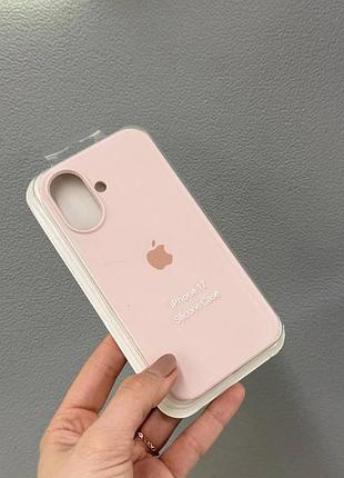 Чохол-накладка для айфон 17, чохол silicone case з мікрофіброю для iphone 17 (пудра)