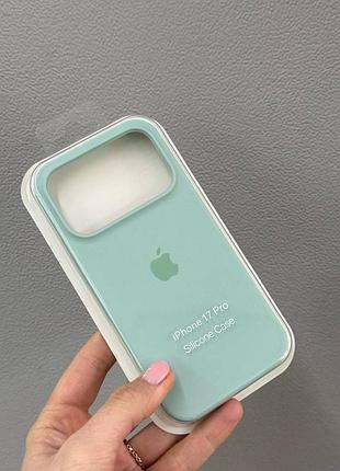 Чехол-накладка с микрофиброй для айфон 17 pro, чехол silicone case с микрофиброй для iphone 17 pro (бирюзовый)