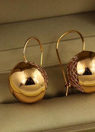 Серьги xuping jewelry большие шары 3,2 см 19 мм золотистые