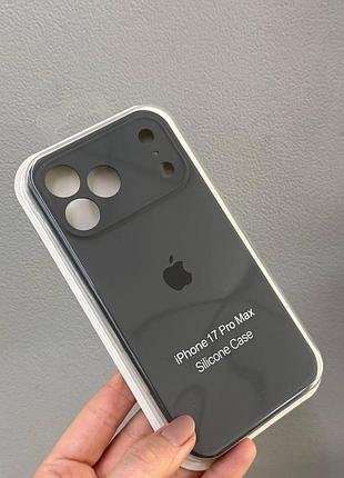 Чехол-накладка с закрытой камерой для айфон 17 pro max, чехол silicone case с микрофиброй для iphone 17 pro max (серый)