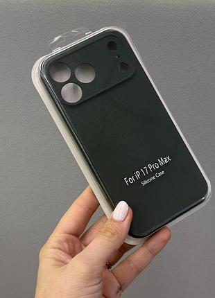 Чехол-накладка с закрытой камерой для айфон 17 pro max, чехол silicone case с микрофиброй для iphone 17 pro max (зеленый)