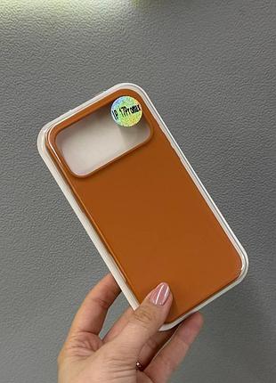 Чехол-накладка с микрофиброй для айфон 17 pro max, чехол silicone case с микрофиброй для iphone 17 pro max (оранжевый)