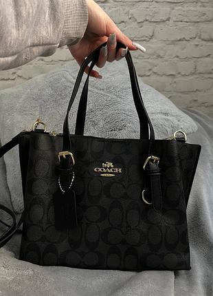 Сумка жіноча coach середня чорна з екошкіри