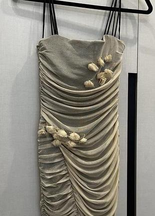 Вечірня сукня жіноча zara бежева міні