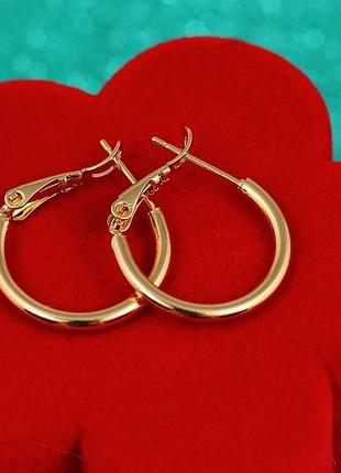 Сережки кільця xuping jewelry гладкі 2 см золотисті