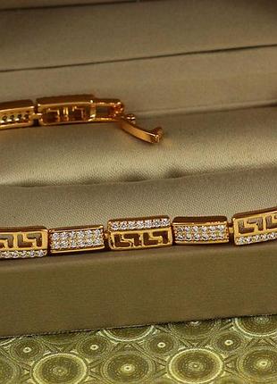 Браслет xuping jewelry сиртакі з грецьким візерунком 17 см 4 мм золотистий