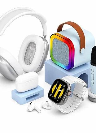 Детский набор гаджетов (k16-combo) (наушники, часы, колонка, микроф.)