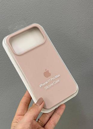 Чехол-бампер для айфон 17 про макс, чехол silicone case с микрофиброй для iphone 17 pro max (пудровый)
