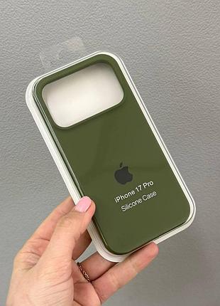 Чехол-накладка с микрофиброй для айфон 17 pro, чехол silicone case с микрофиброй для iphone 17 pro (зеленый)