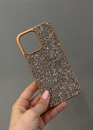 Преміум чохол зі стразами для айфона 14 про макс,чохол-накладка swarovski case для iphone 14 pro max (золото)