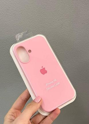 Чехол-накладка с микрофиброй для айфон 16, чехол silicone case с микрофиброй для iphone 16 (розовый)