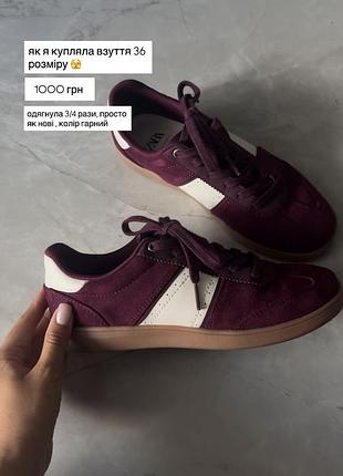 Кросівки жіночі zara бордові, 36