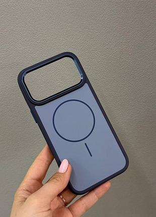 Чехол magsafe для iphone 17 pro с металлической рамкой,противоударный чехол magsafe для iphone 17 pro (синий)