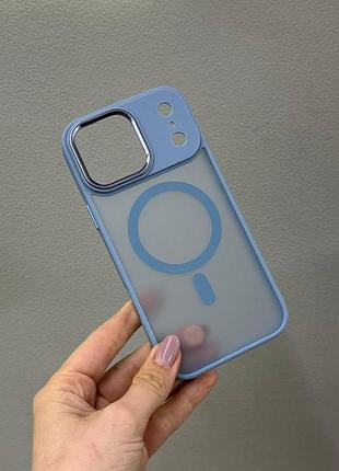 Чехол matte magsafe iphone 17 pro max,чехол матовый прозрачный с магсейфом для телефона айфон 17 про макс (голубой)