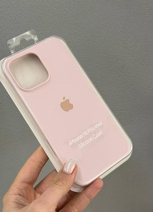 Чехол-бампер для айфон 16 про макс, чехол silicone case с микрофиброй для iphone 16 pro max (пудровый)