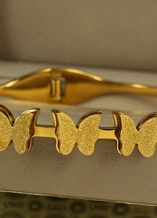 Браслет бенгл xuping jewelry жорсткий triple butterfly 60 мм на руку від 17 до 19 см лимонний