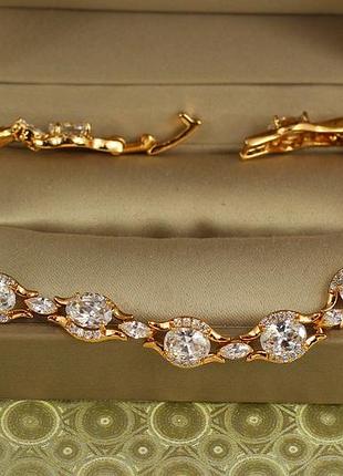 Браслет xuping jewelry осколки рассвета с белыми камнями 19 см золотистый