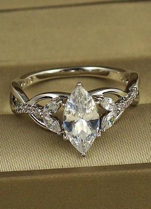 Кольцо xuping jewelry маркиза р 19 серебристое