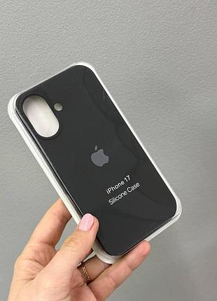 Чохол-накладка для айфон 17, чохол silicone case з мікрофіброю для iphone 17 (чорний)