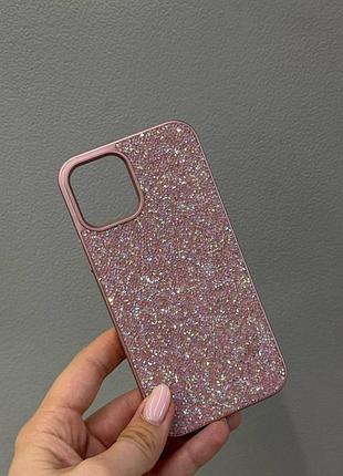 Премиум чехол со стразами для айфона 12,чехол-накладка swarovski case для iphone 12 (розовый)