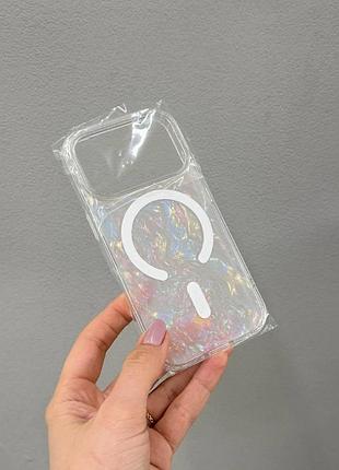 Прозрачный противоударный с блестками для айфон 17 pro,чехол tpu candy magsafe для iphone 17 pro