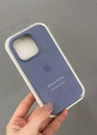 Чехол-накладка с микрофиброй для айфон 16 pro, чехол silicone case с микрофиброй для iphone 16 pro (синий)