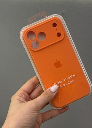 Чехол-накладка с закрытой камерой для айфон 17 pro max, чехол silicone case с микрофиброй для iphone 17 pro max (оранжевый)