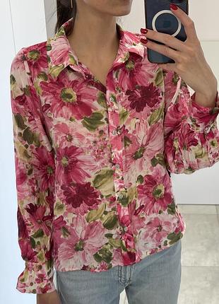 Жіноча сорочка zara з квітковим принтом