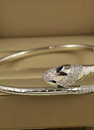 Браслет бенгл xuping jewelry змія нага 57 мм на руку від 16 см до 18 см сріблястий