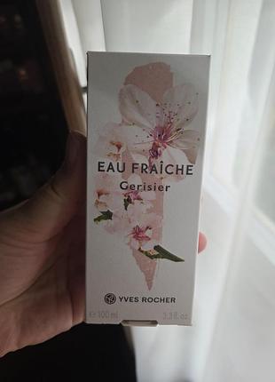 Туалетна вода yves rocher eau fraîche cerisier 100 мл для жінок вишневий цвіт