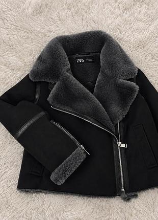Жіноча дублянка zara чорна, розмір xs