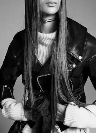 Куртка жіноча zara бомбер шкіряний чорний